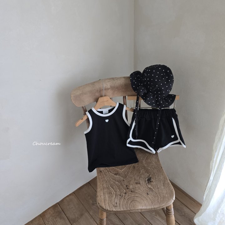 Choucream - Korean Baby Fashion - #onlinebabyshop - Heart Sleeveless Top Bottom Set - 12