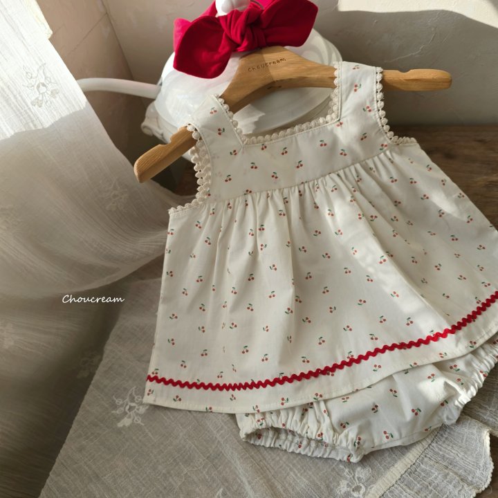Choucream - Korean Baby Fashion - #onlinebabyshop - Mini Cherry Set (Blouse + Bloomer Set) - 5