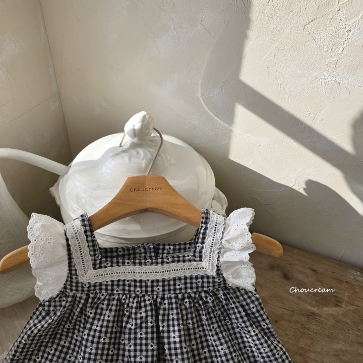 Choucream - Korean Baby Fashion - #onlinebabyboutique - Check Lace Set (Blouse + Bloomer Set) - 4