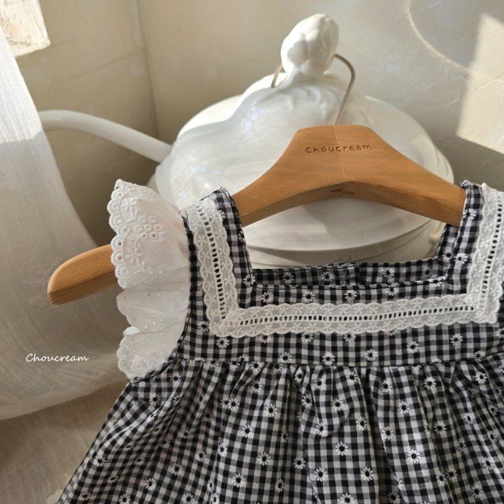 Choucream - Korean Baby Fashion - #smilingbaby - Check Lace Set (Blouse + Bloomer Set) - 5