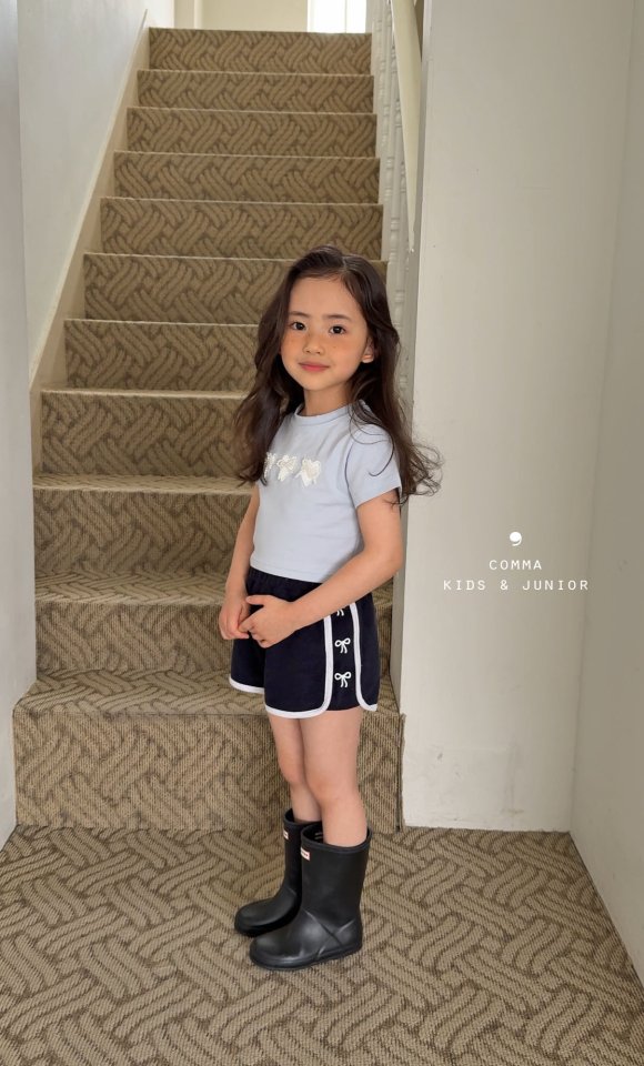 Comma - Korean Children Fashion - #kidsshorts - Heart Pearl Tee - 10