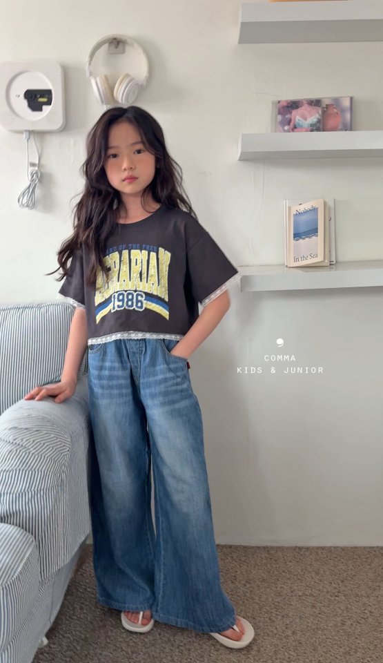 Comma - Korean Children Fashion - #kidsshorts - Lace Print Tee - 9