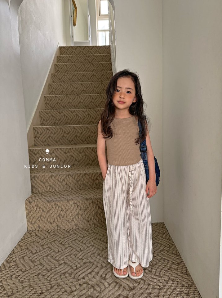 Comma - Korean Children Fashion - #littlefashionista - Flowy Long Pants (Sky Stripe) - 6