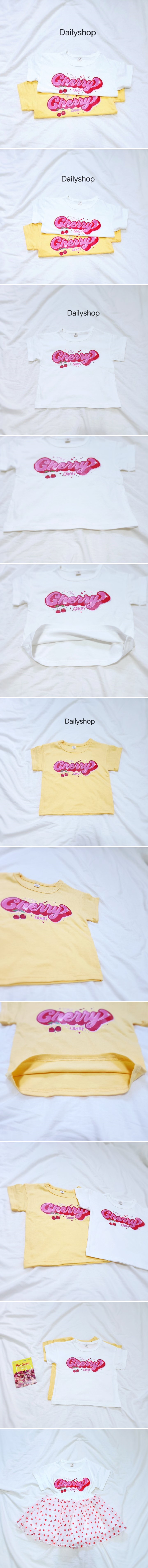 Daily shop - Korean Children Fashion - #childrensboutique - Cherry Lettering Short Sleeve Tee