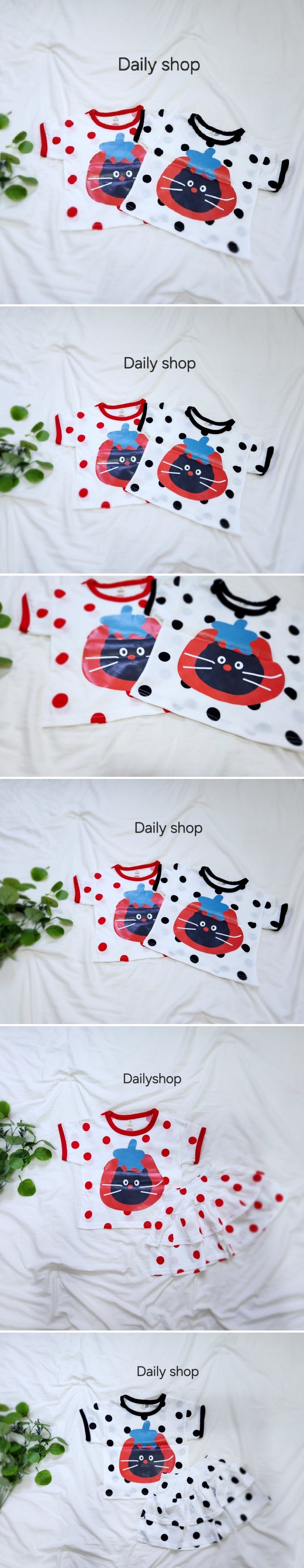 Daily shop - Korean Children Fashion - #discoveringself - Dot Tomato Cat Tee