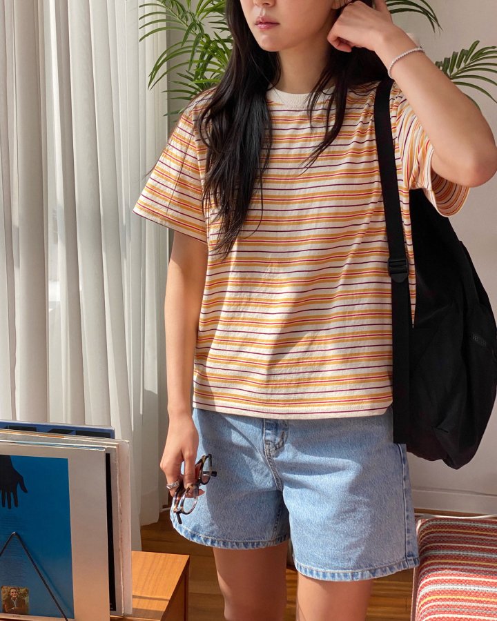 Diana - Korean Women Fashion - #momslook - Mellow Stripe Tee