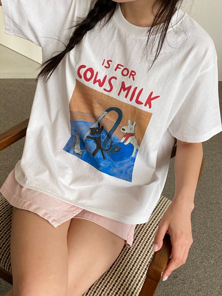 Diana - Korean Women Fashion - #momslook - Cow Tee - 2