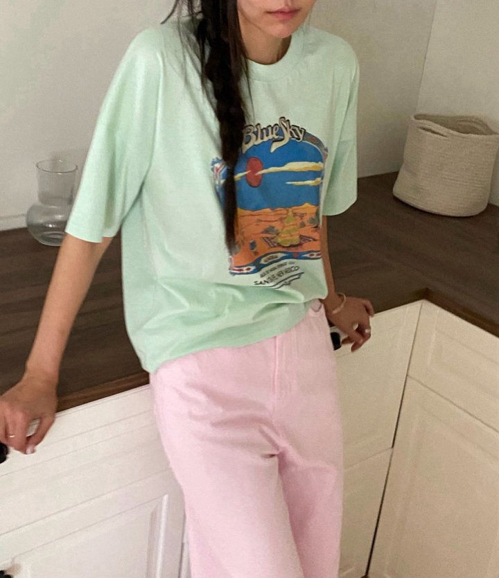 Diana - Korean Women Fashion - #restrostyle - Sky Tee - 9