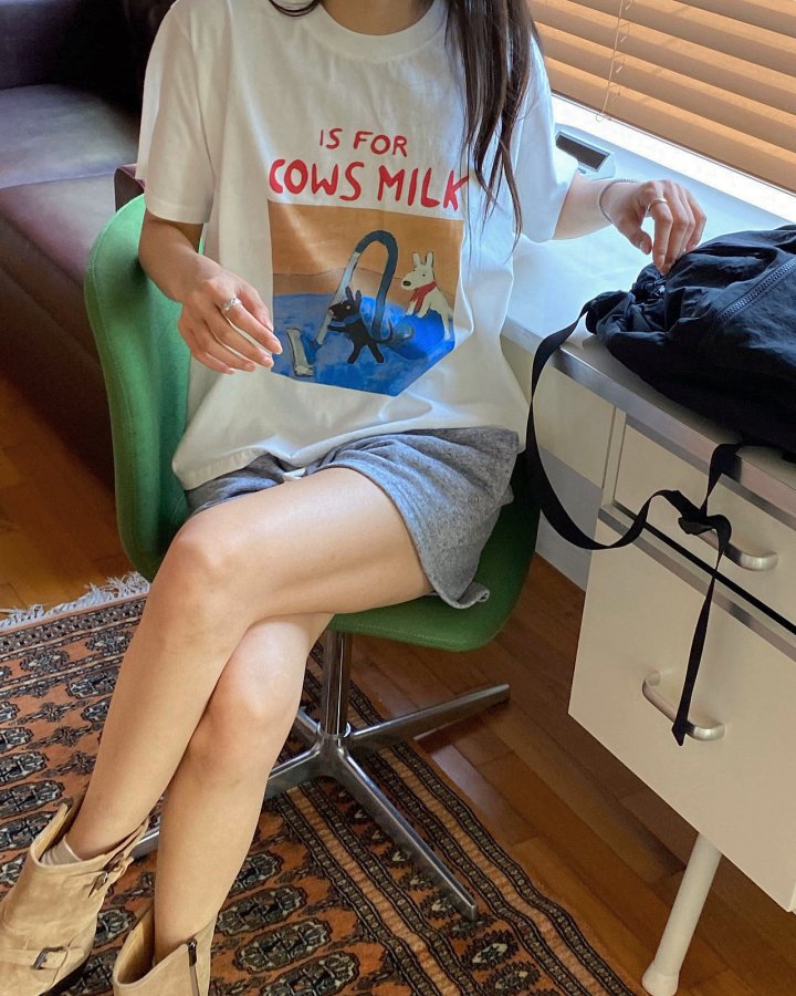 Diana - Korean Women Fashion - #shopsmall - Cow Tee - 3