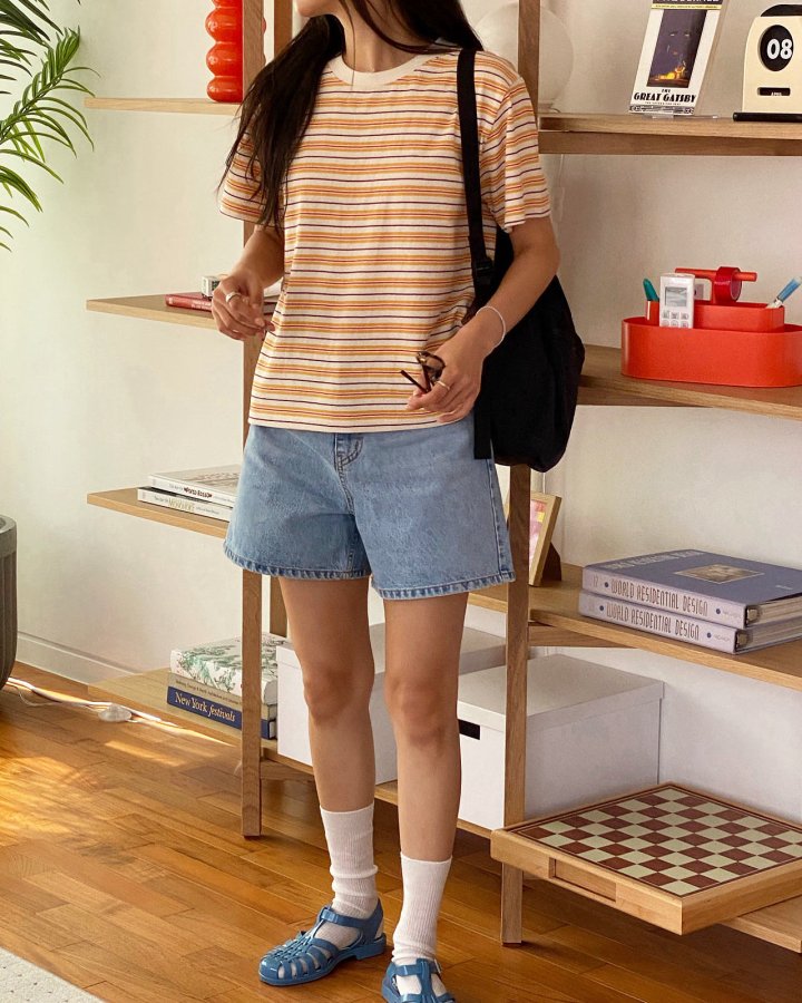 Diana - Korean Women Fashion - #vintageinspired - Mellow Stripe Tee - 5