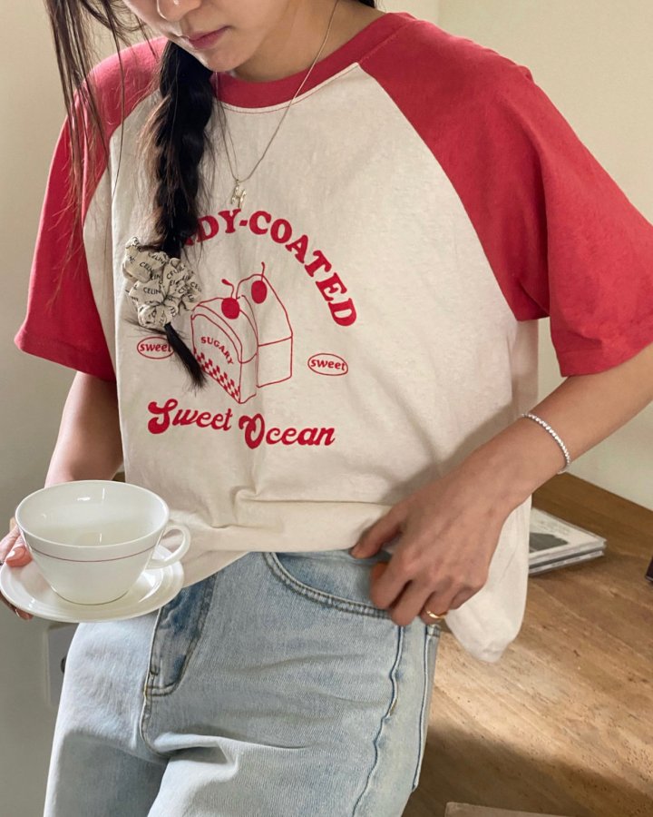 Diana - Korean Women Fashion - #vintagekidsstyle - Cake Raglan Tee - 10
