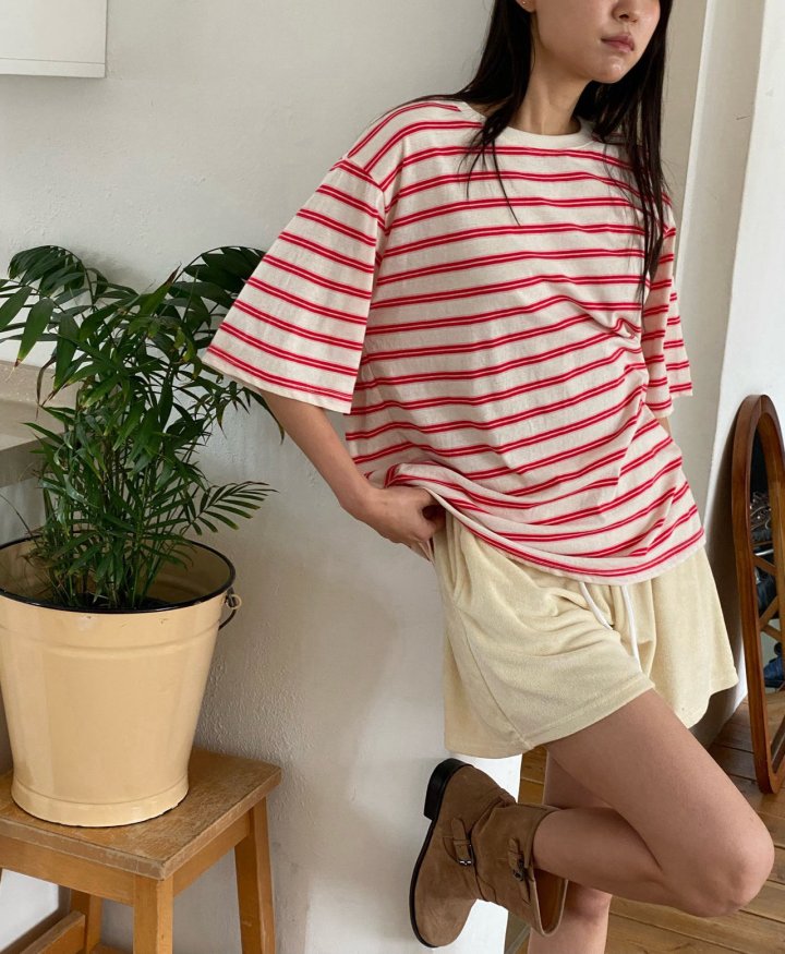 Diana - Korean Women Fashion - #womensfashion - Unique Stripe Tee