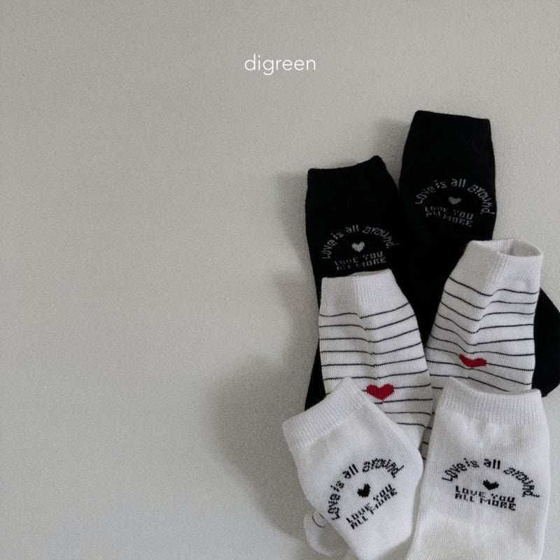 Digreen - Korean Children Fashion - #prettylittlegirls - Dgreen Love Socks (Set of 3) - 6