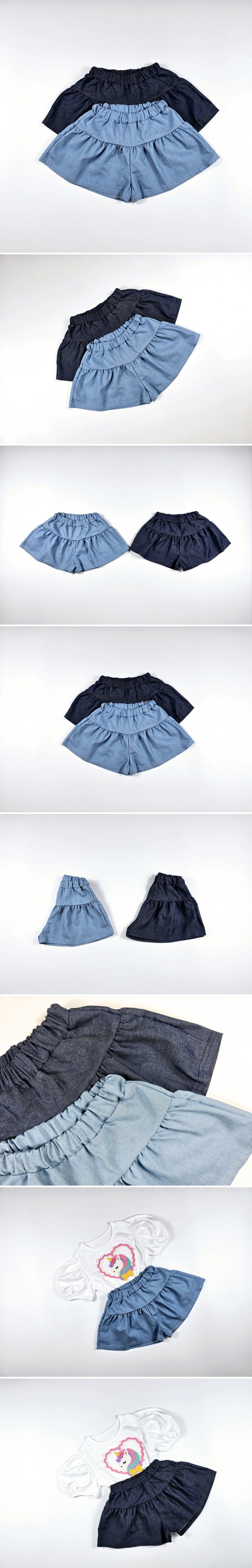 Dolphin - Korean Children Fashion - #discoveringself - Washed Denim Skirt Pants