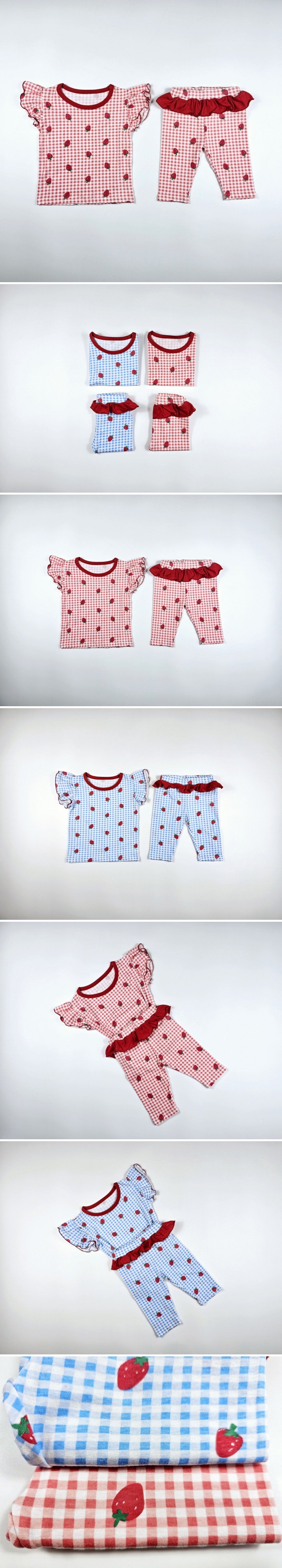 Dolphin - Korean Children Fashion - #kidsstore - Check Strawberry Set