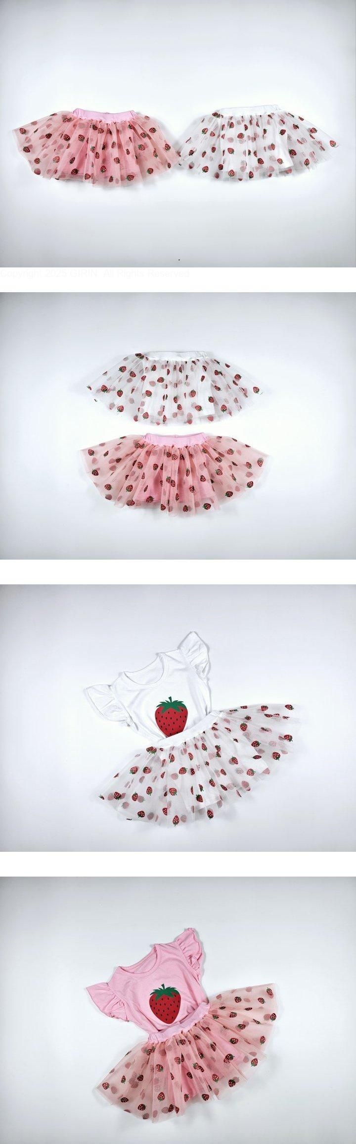 Dolphin - Korean Children Fashion - #toddlerclothing - Strawberry Tulle Skirt Leggings