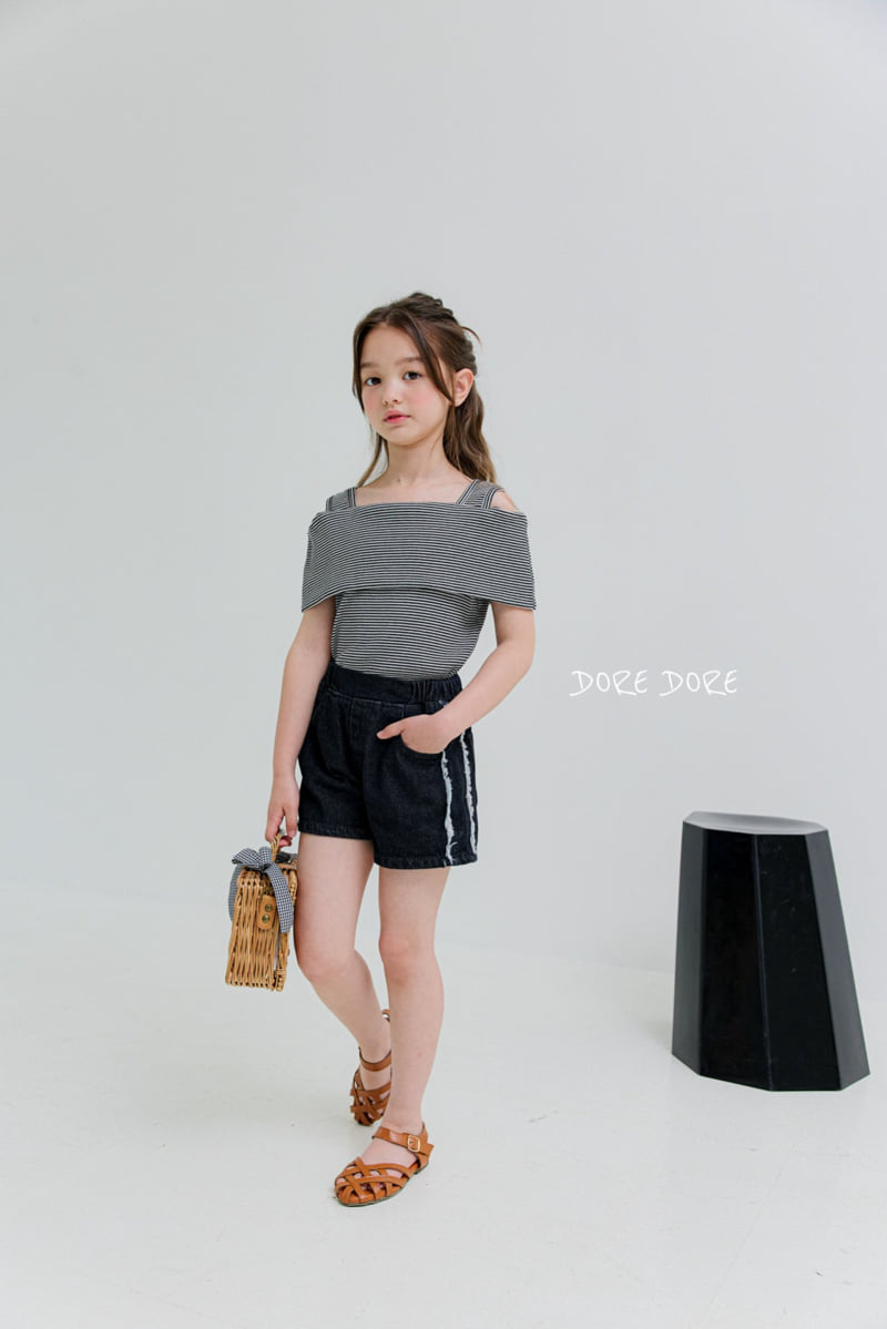 Dore Dore - Korean Children Fashion - #childrensboutique - Striped Off-Shoulder Tee - 9