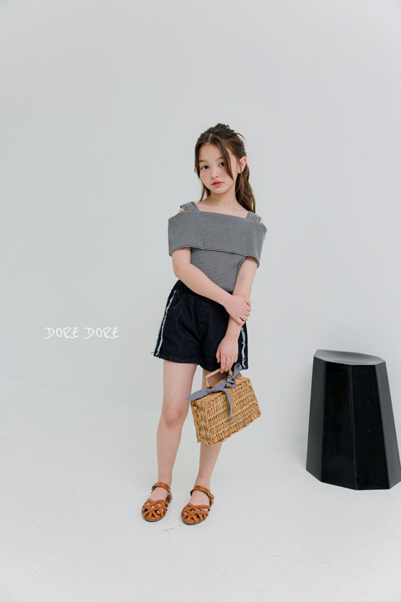Dore Dore - Korean Children Fashion - #stylishchildhood - Striped Off-Shoulder Tee - 7