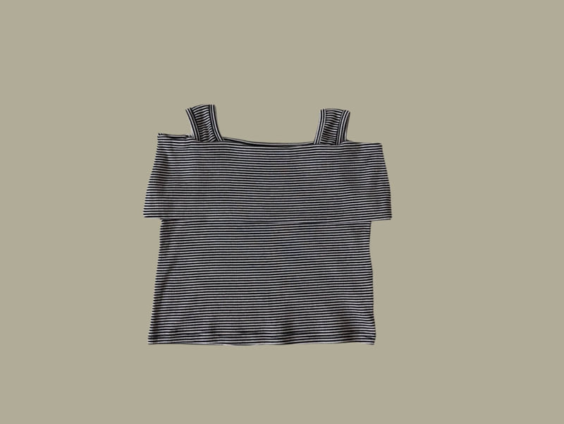 Dore Dore - Korean Children Fashion - #todddlerfashion - Striped Off-Shoulder Tee - 5