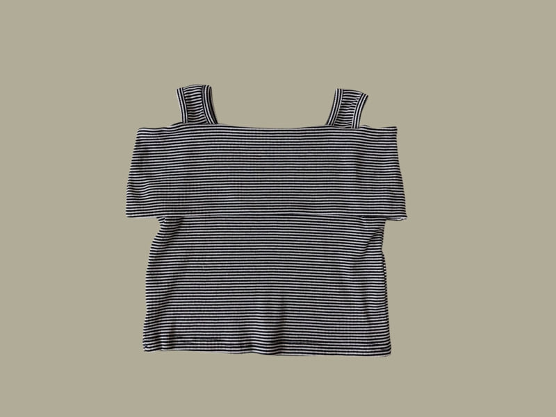 Dore Dore - Korean Children Fashion - #toddlerclothing - Striped Off-Shoulder Tee - 6