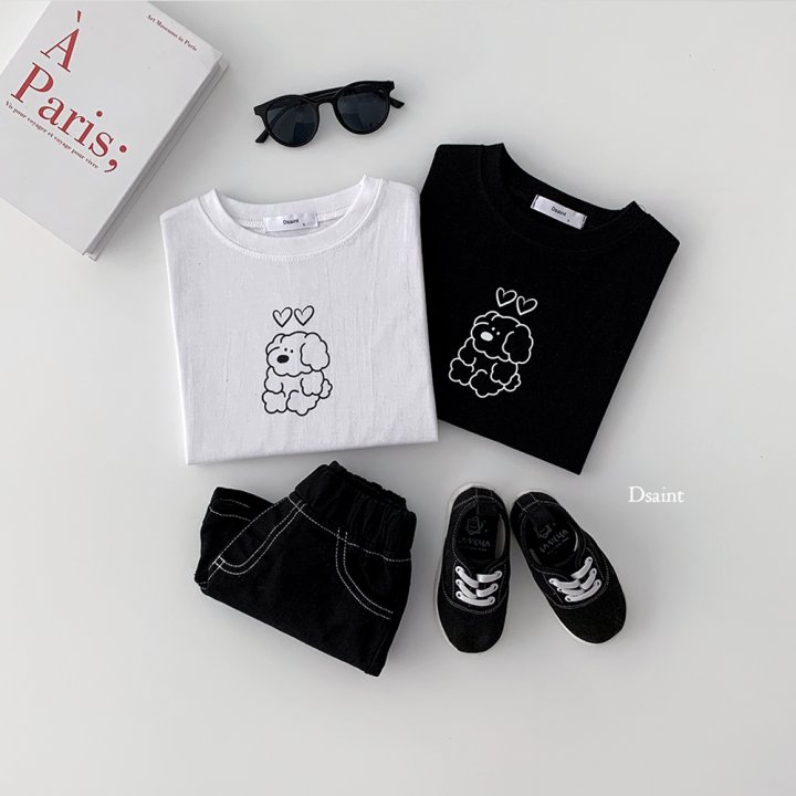 Dsaint - Korean Children Fashion - #designkidswear - Two Heart Puppy Tee - 5
