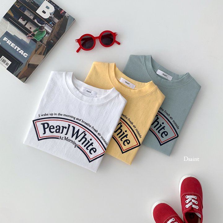 Dsaint - Korean Children Fashion - #kidsshorts - Pearl White Tee - 4