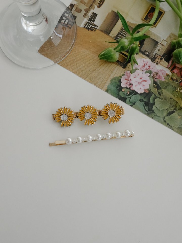 Eeiitt - Korean Women Fashion - #womensfashion - Mayu Sunflower Pearl Hairpin - 4