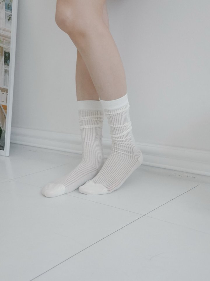 Eeiitt - Korean Women Fashion - #momslook - Easy Ribbed See-through Socks - 11