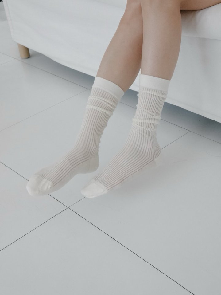 Eeiitt - Korean Women Fashion - #momslook - Easy Ribbed See-through Socks - 5