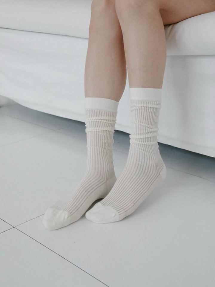 Eeiitt - Korean Women Fashion - #momslook - Easy Ribbed See-through Socks - 7