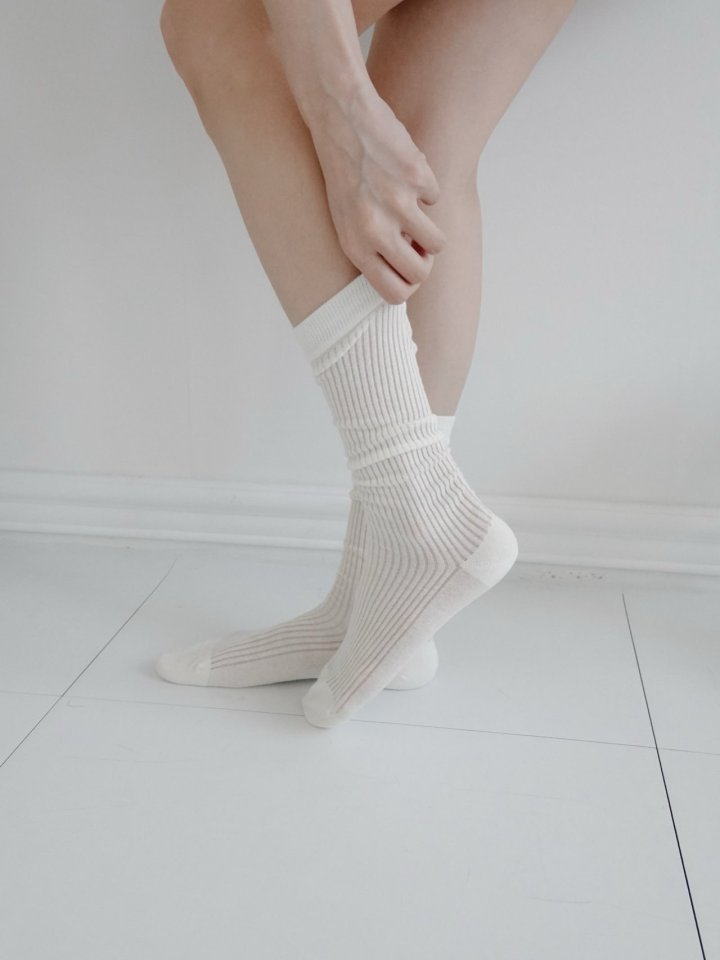 Eeiitt - Korean Women Fashion - #momslook - Easy Ribbed See-through Socks - 9