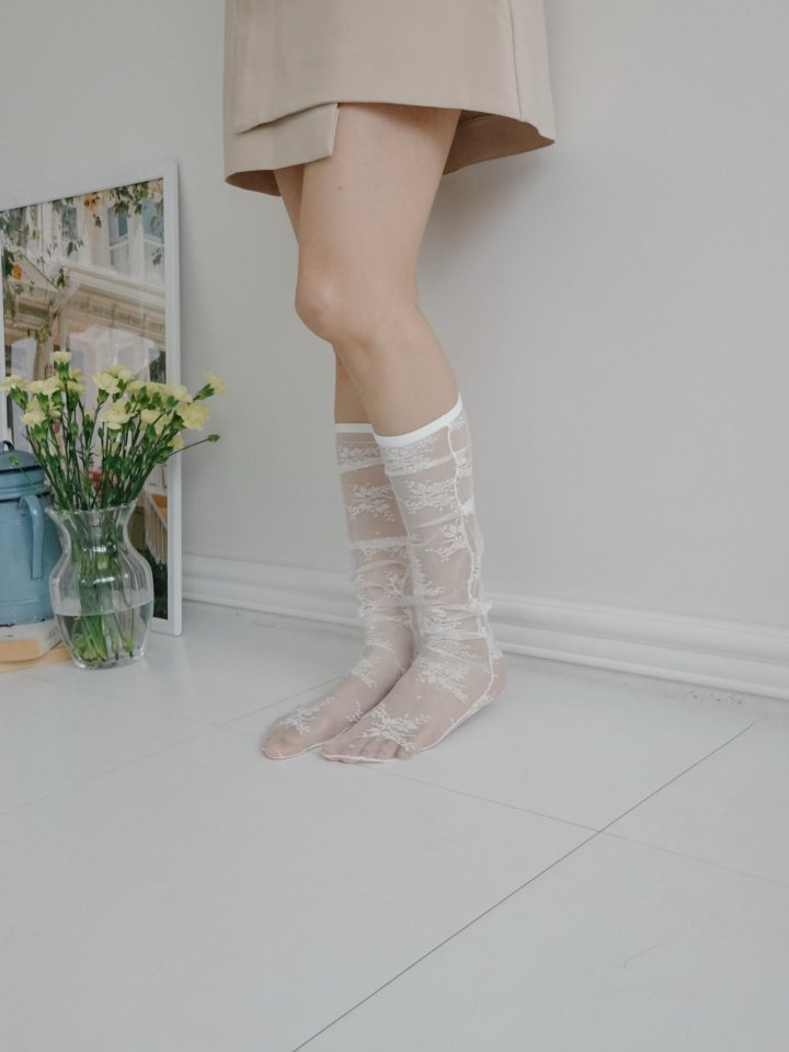 Eeiitt - Korean Women Fashion - #momslook - Flora Lace Knee Socks - 9