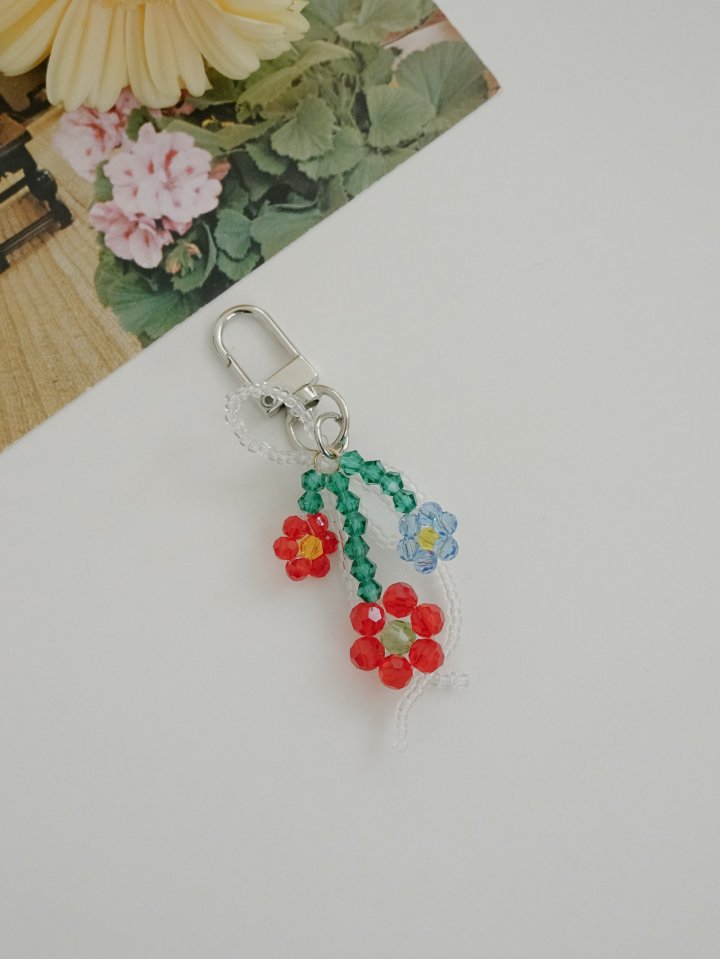Eeiitt - Korean Women Fashion - #romanticstyle - Shopee Red Flower Keyring - 3