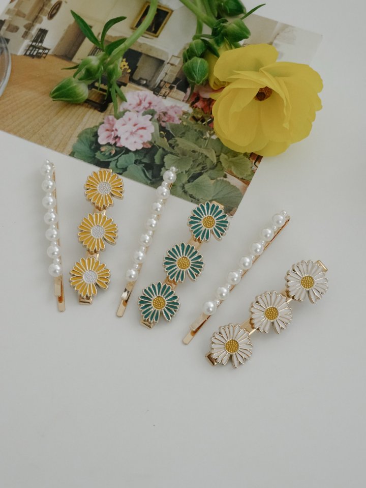 Eeiitt - Korean Women Fashion - #thelittlethings - Mayu Sunflower Pearl Hairpin