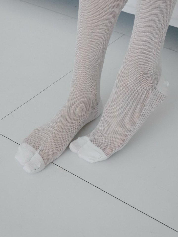 Eeiitt - Korean Women Fashion - #womensfashion - Tabby Mesh Knee Socks - 6