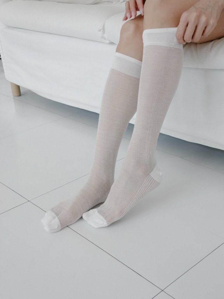 Eeiitt - Korean Women Fashion - #womensfashion - Tabby Mesh Knee Socks - 8
