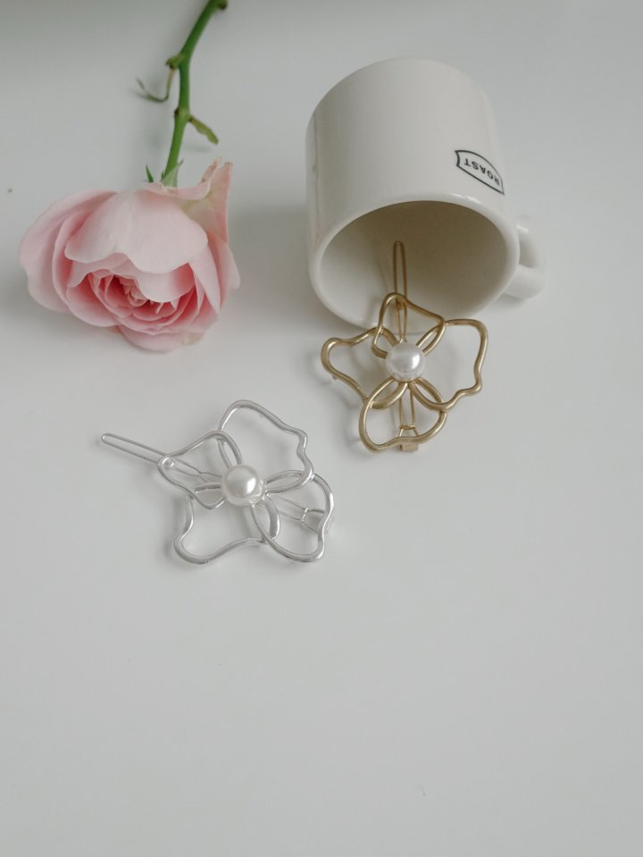 Eeiitt - Korean Women Fashion - #womensfashion - Freesia Flower Pearl Hairpin - 2
