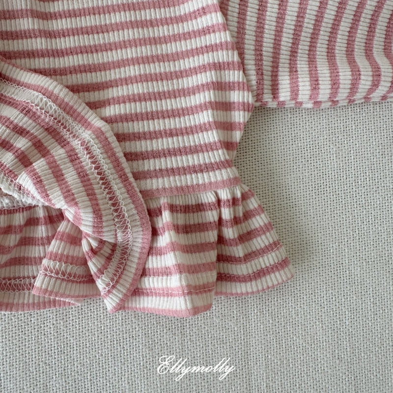 Ellymolly - Korean Children Fashion - #Kfashion4kids - Frill Stripe Long Sleeve Tee - 8