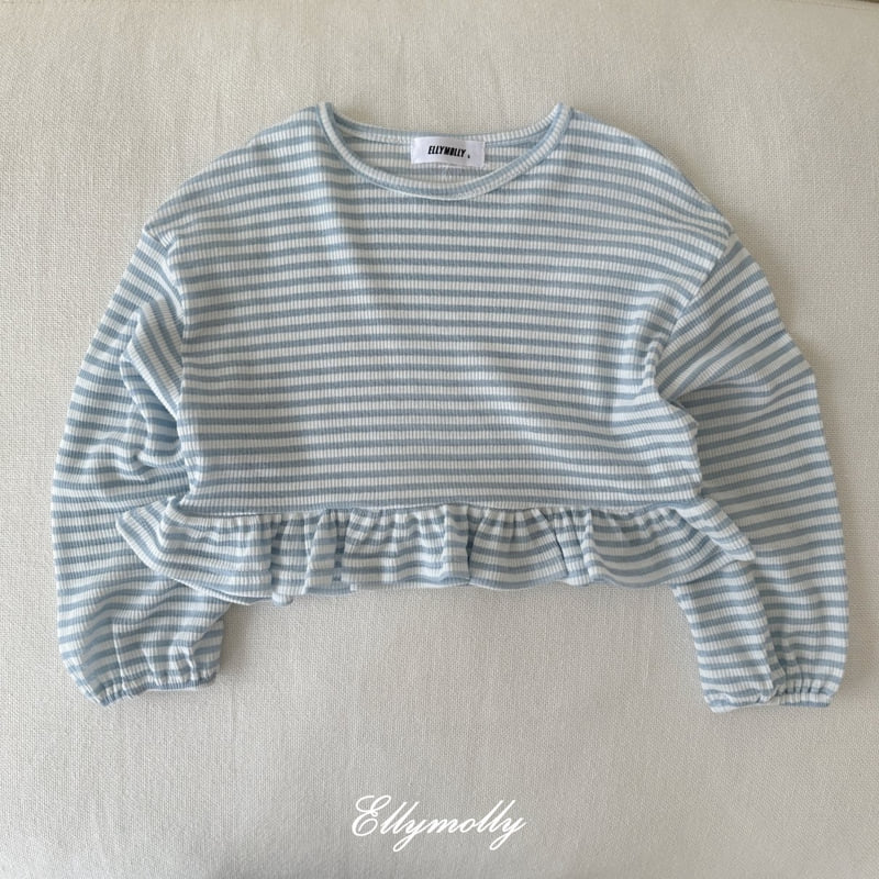 Ellymolly - Korean Children Fashion - #discoveringself - Frill Stripe Long Sleeve Tee - 3