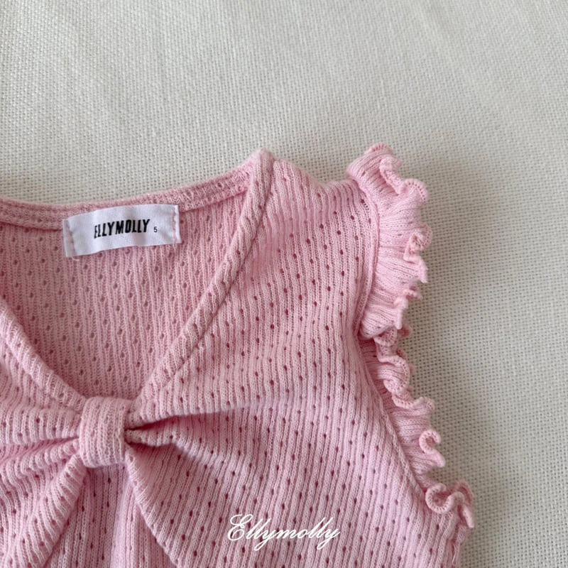Ellymolly - Korean Children Fashion - #kidsshorts - Punching Ribbon Frill Tee - 5