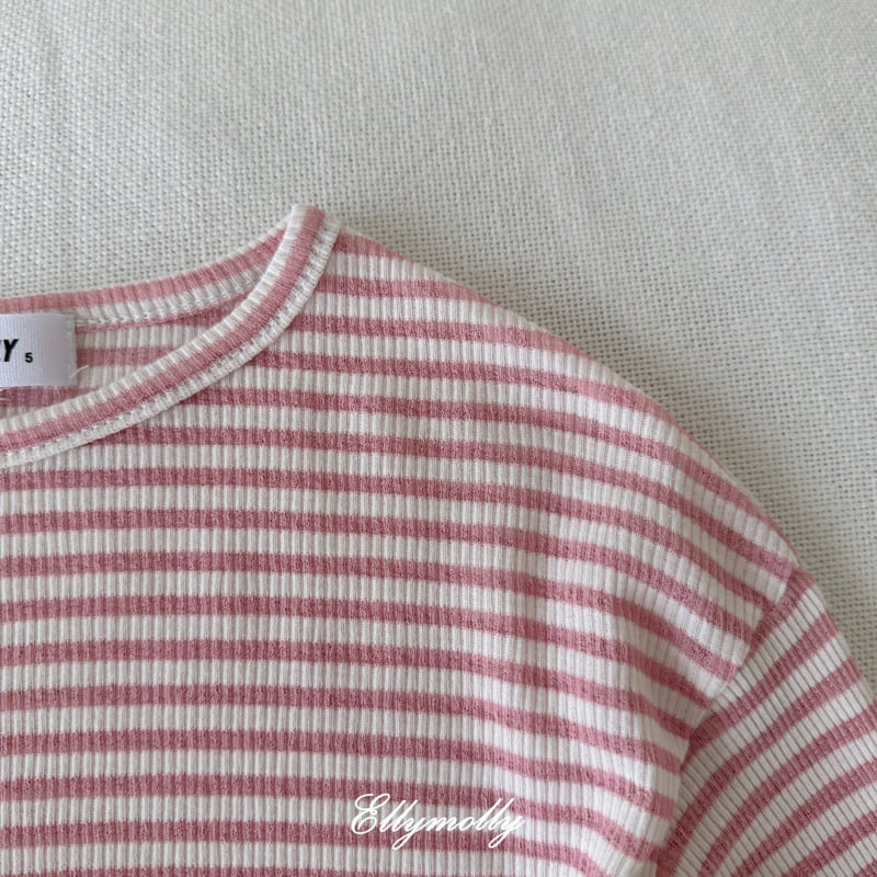 Ellymolly - Korean Children Fashion - #kidsstore - Frill Stripe Long Sleeve Tee - 6
