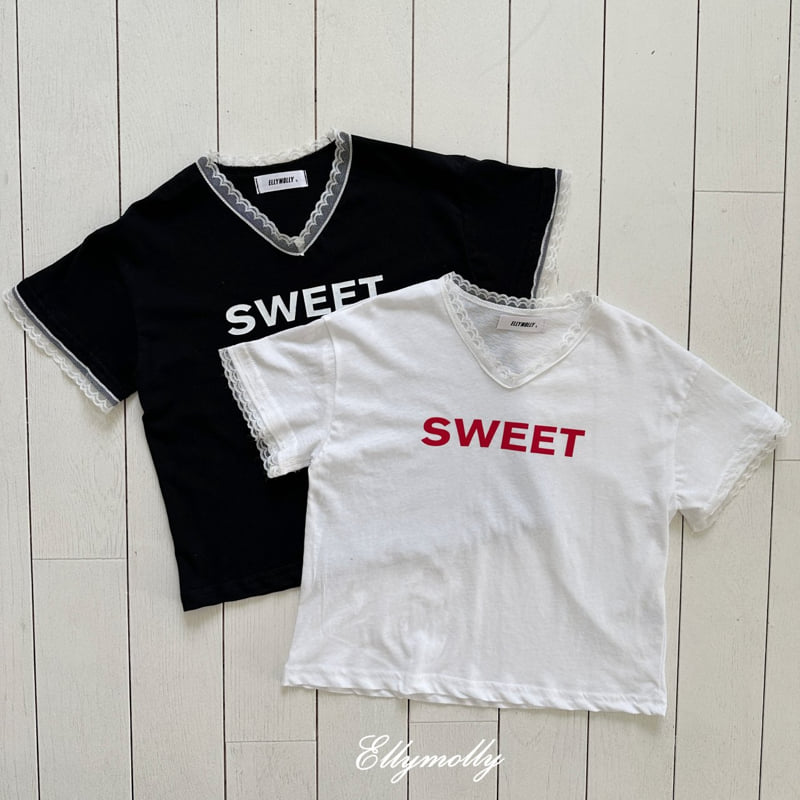 Ellymolly - Korean Children Fashion - #kidsshorts - Sweet V-neck Tee - 4