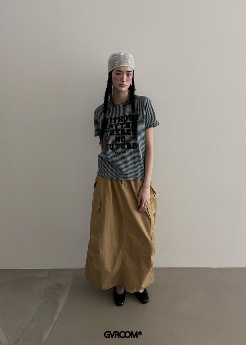 Gavara Market - Korean Women Fashion - #momslook - With Stripe Short Sleeve Tee - 2