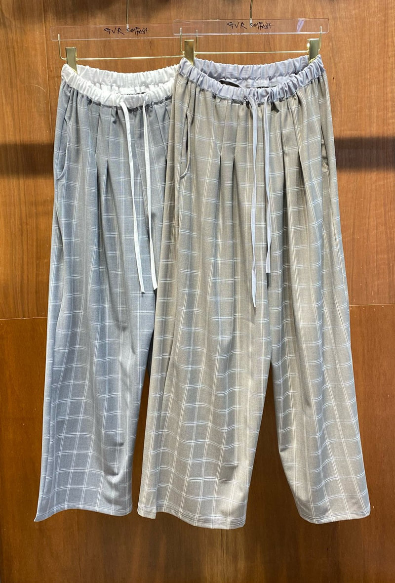 Gavara Market - Korean Women Fashion - #momslook - Box Check Wide Pants
