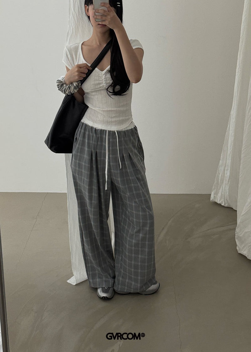 Gavara Market - Korean Women Fashion - #momslook - Box Check Wide Pants - 7