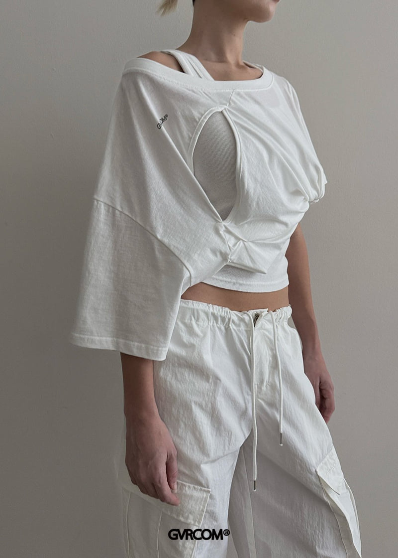 Gavara Market - Korean Women Fashion - #momslook - Cut-Off Short Sleeve Tee - 8