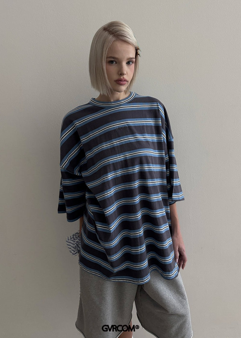 Gavara Market - Korean Women Fashion - #restrostyle - Fifths Box Stripe Tee - 5