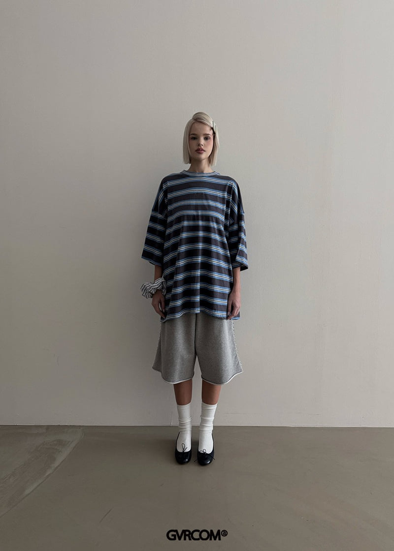 Gavara Market - Korean Women Fashion - #vintageinspired - Fifths Box Stripe Tee - 2