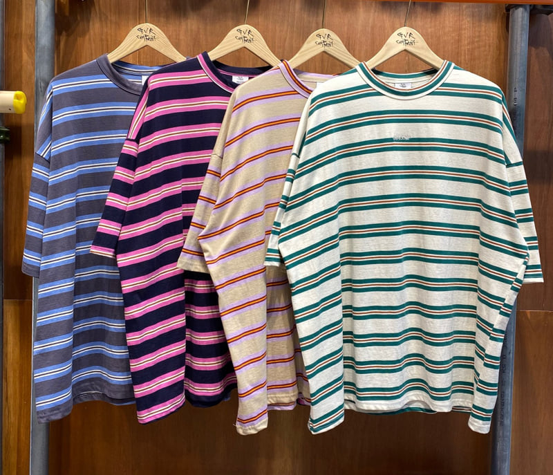 Gavara Market - Korean Women Fashion - #womensfashion - Fifths Box Stripe Tee