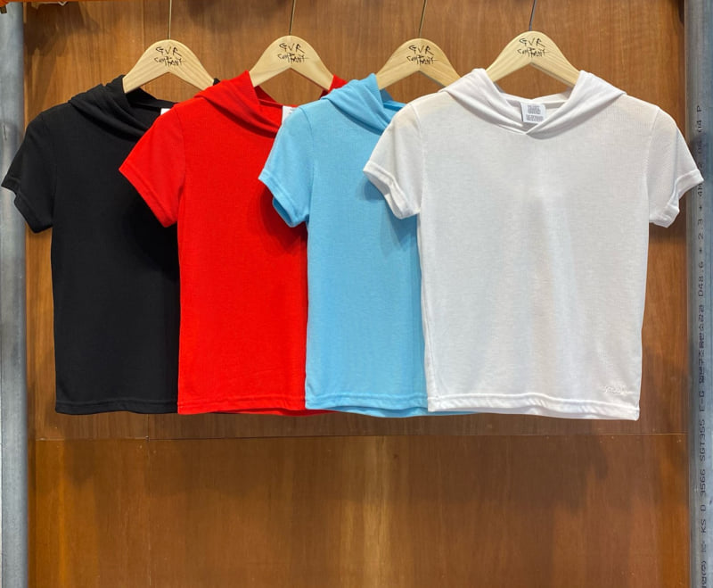 Gavara Market - Korean Women Fashion - #womensfashion - Summer Hood Short Sleeve Tee
